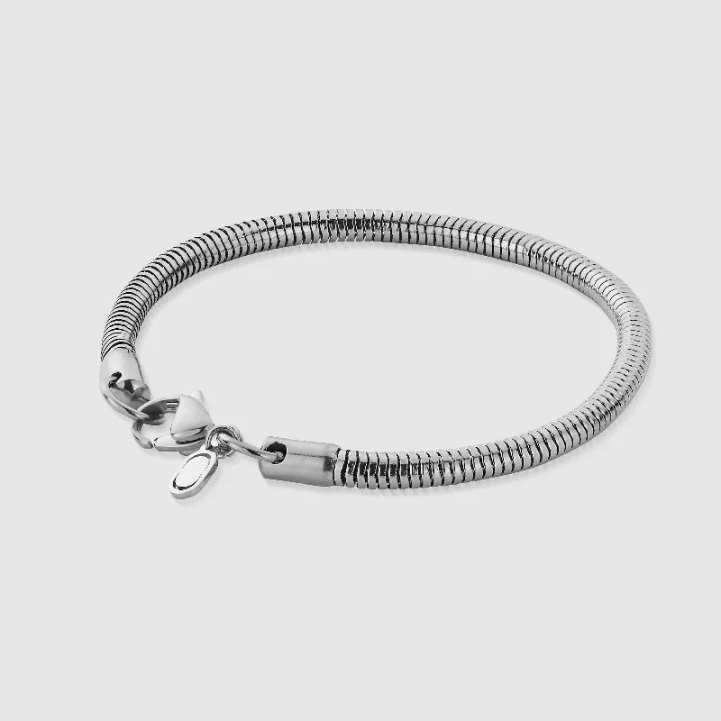 Personalized Silver Bracelets for Men-Snake Bracelet (Silver) 4mm