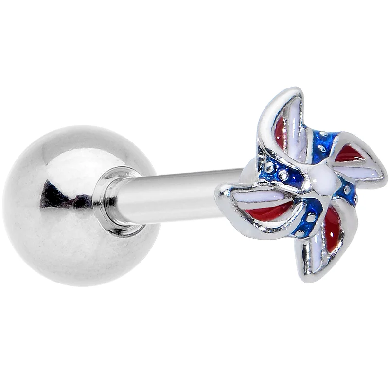 Women's Earrings – Elegant Designs for Every Personality--16 Gauge 1/4 Patriotic Pinwheel Cartilage Tragus Earring Women's Earrings – Elegant Designs for Every Personality--16 Gauge 1/4 Patriotic Pinwheel Cartilage Tragus Earring