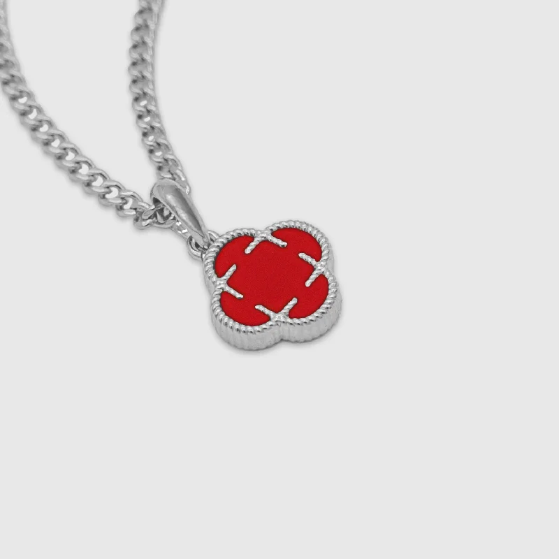 Exclusive Men's Necklaces & Pendants for the Modern Gentleman-Red Clover Stone Pendant (Silver) Exclusive Men's Necklaces & Pendants for the Modern Gentleman-Red Clover Stone Pendant (Silver)