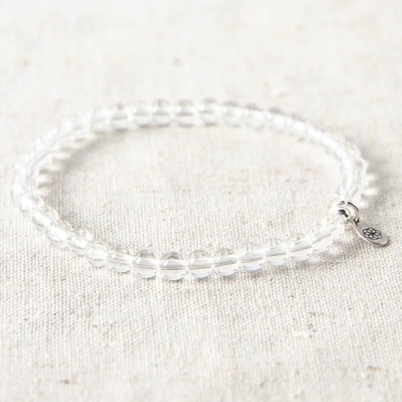 Women's Gold Bangles with Pearls-Clear Quartz Energy Bracelet