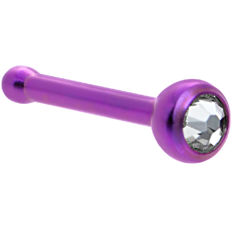 Vintage Nose Rings -Grade 23 Titanium Purple Crystalline Gem Nose Bone