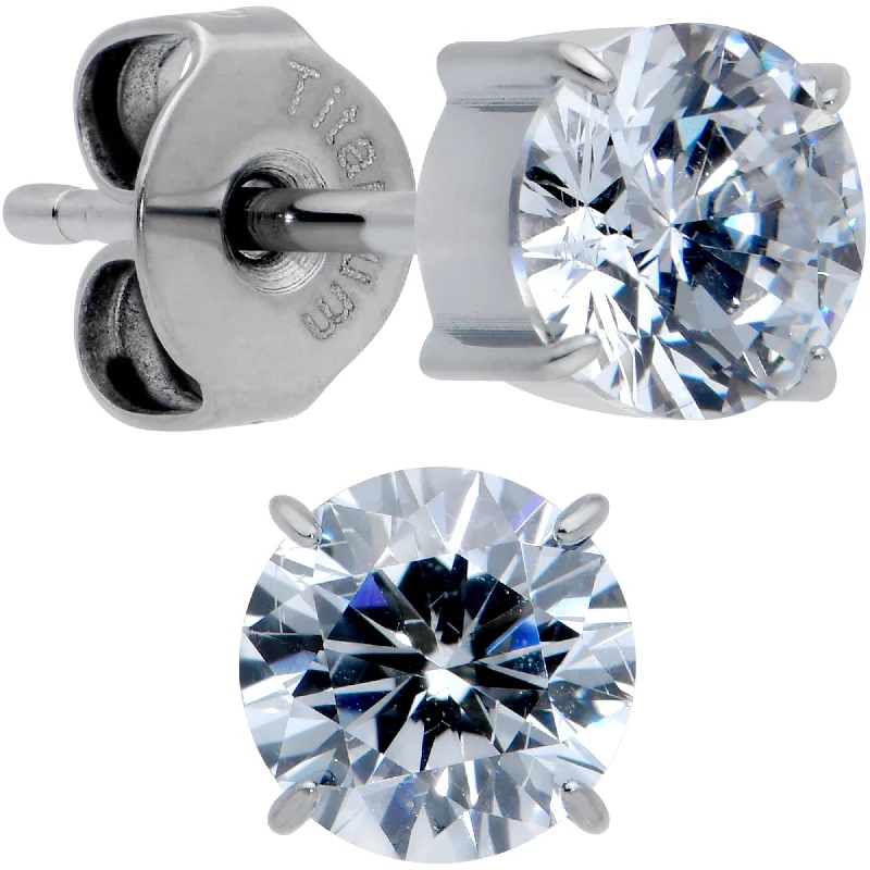 Women's Earrings – Elegant Designs for Every Personality--20 Gauge Clear CZ Gem 5mm G23 Titanium Post Stud Earrings Women's Earrings – Elegant Designs for Every Personality--20 Gauge Clear CZ Gem 5mm G23 Titanium Post Stud Earrings