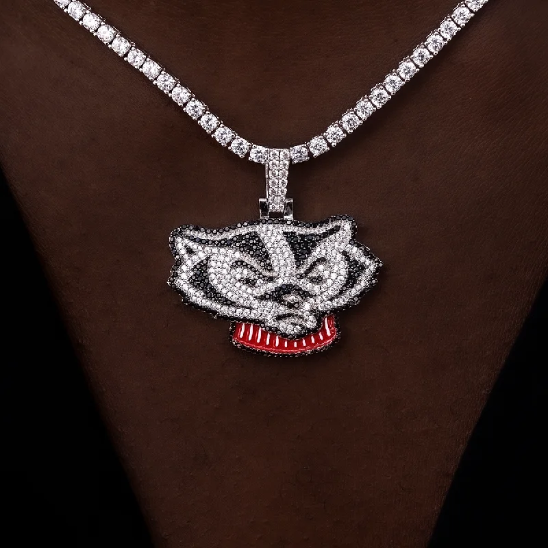 Exclusive Men's Necklaces & Pendants for the Modern Gentleman-Wisconsin Bucky Badger Official NCAA Mascot Pendant Exclusive Men's Necklaces & Pendants for the Modern Gentleman-Wisconsin Bucky Badger Official NCAA Mascot Pendant