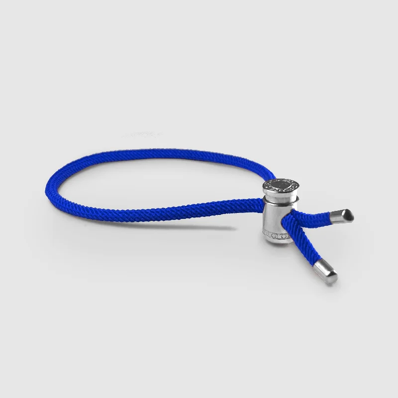 Luxury Bracelets for Men-Cobalt Blue Cord Toggle Bracelet (Silver)