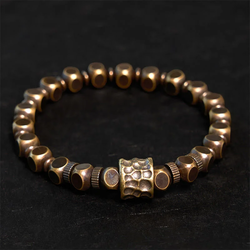 Stylish Rubber Bracelets for Men-Buddha Stones Copper Meteorite Pattern Balance Bracelet Stylish Rubber Bracelets for Men-Buddha Stones Copper Meteorite Pattern Balance Bracelet