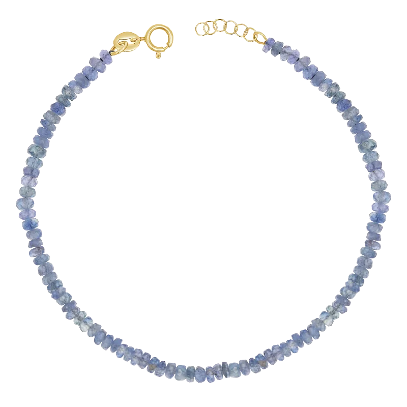 Men's Bracelets for Special Occasions-Blue Sapphire Faceted Bead Bracelet
