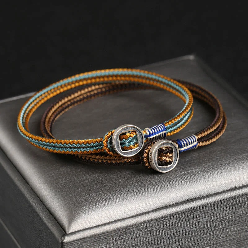 Stylish Bracelets for Men with Unique Shapes-Buddha Stones 925 Sterling Silver Handmade Button Protection Weave String Bracelet Stylish Bracelets for Men with Unique Shapes-Buddha Stones 925 Sterling Silver Handmade Button Protection Weave String Bracelet