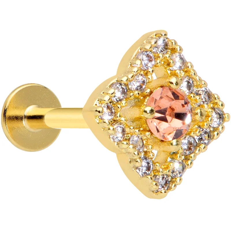 Comfortable Lip Rings for Active Lifestyle16 Gauge 5/16 Clear CZ Gem Gold Tone Rhombus Labret Monroe Tragus Comfortable Lip Rings for Active Lifestyle16 Gauge 5/16 Clear CZ Gem Gold Tone Rhombus Labret Monroe Tragus
