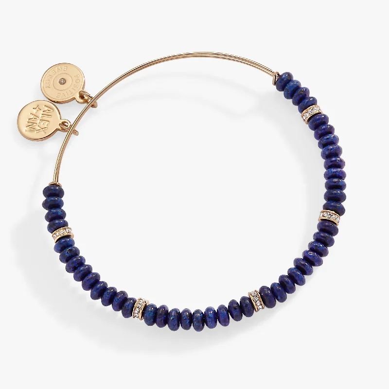 Personalized Designer Bangles for Women-Blue Semi-Precious Rondelle Beaded Bangle