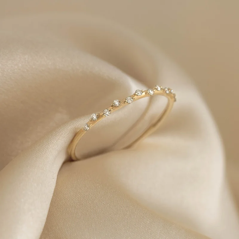 Chic Women's Rings for Fashion-Forward Looks-Scattered Diamond Ring 14k Gold - Halla Chic Women's Rings for Fashion-Forward Looks-Scattered Diamond Ring 14k Gold - Halla
