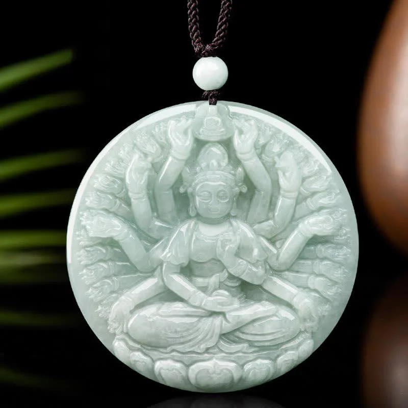 Shop Classic Women's Necklaces & Pendants with a Modern Twist-Buddha Stones Thousand-Hand Kwan Yin Avalokitesvara Jade Blessing String Necklace Pendant Shop Classic Women's Necklaces & Pendants with a Modern Twist-Buddha Stones Thousand-Hand Kwan Yin Avalokitesvara Jade Blessing String Necklace Pendant