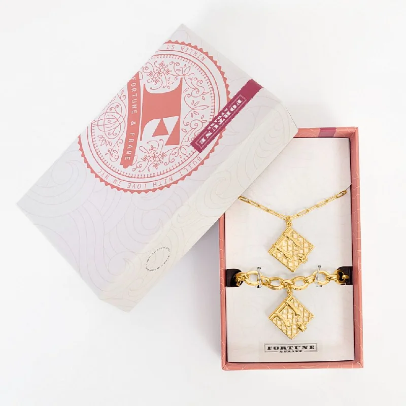 Shop Classic Women's Necklaces & Pendants with a Modern Twist-Secret Diary Book Locket & Bracelet Gift Set (Pearl) - Gold Shop Classic Women's Necklaces & Pendants with a Modern Twist-Secret Diary Book Locket & Bracelet Gift Set (Pearl) - Gold