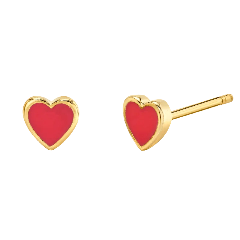 Women's Earrings – Elegant Designs for Every Personality--Enamel Heart Shape Studs
