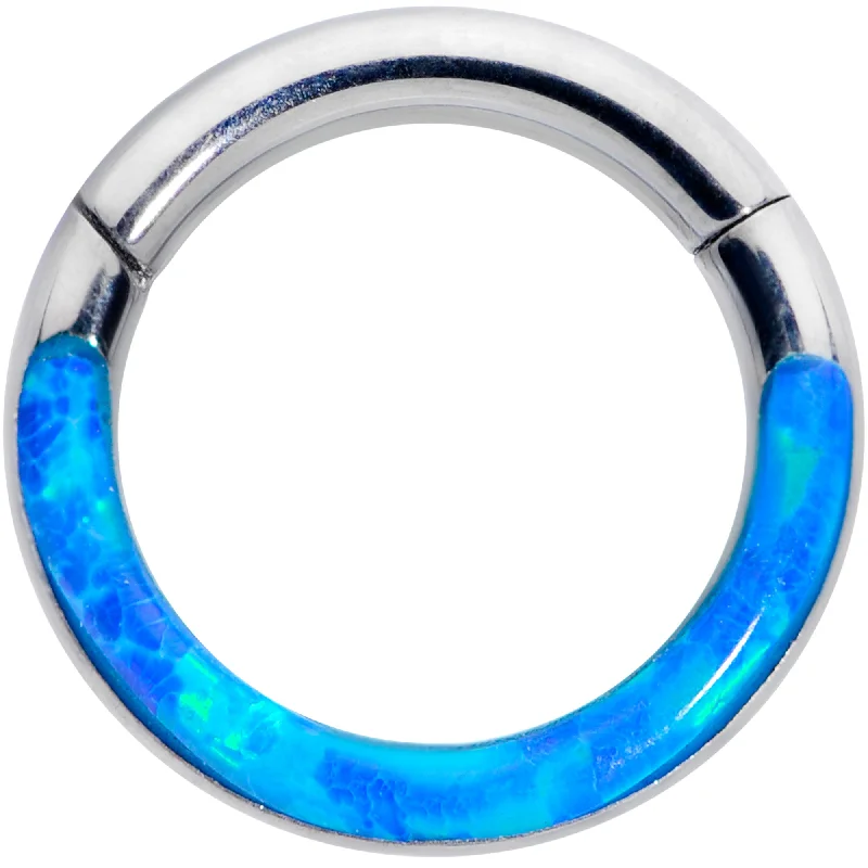 Women's Earrings – Elegant Designs for Every Personality--16 Gauge 1/4 Blue Synthetic Opal Implant Grade Titanium Segment Ring Women's Earrings – Elegant Designs for Every Personality--16 Gauge 1/4 Blue Synthetic Opal Implant Grade Titanium Segment Ring