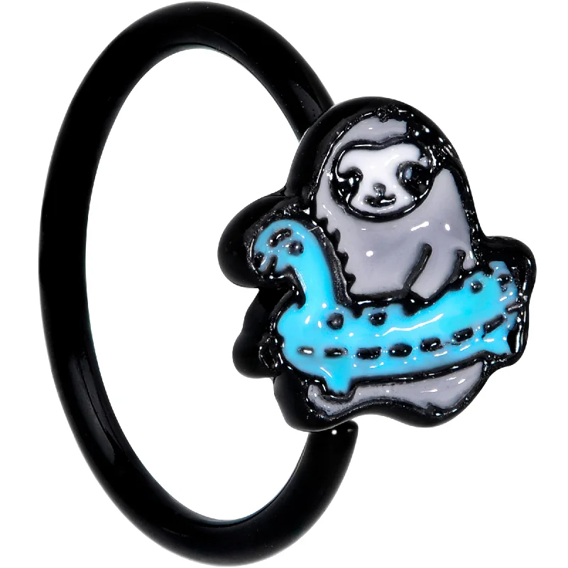 Nose Rings for Comfortable and Chic Looks -18 Gauge 3/8 Black Swimming Sloth Nose Hoop Nose Rings for Comfortable and Chic Looks -18 Gauge 3/8 Black Swimming Sloth Nose Hoop