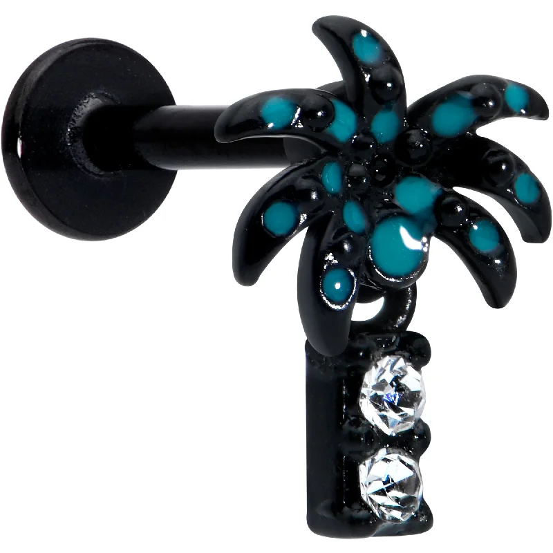 Bold Lip Rings for Confident Fashion16 Gauge 5/16 Clear Gem Black Night Palm Tree Dangle Labret Tragus Bold Lip Rings for Confident Fashion16 Gauge 5/16 Clear Gem Black Night Palm Tree Dangle Labret Tragus