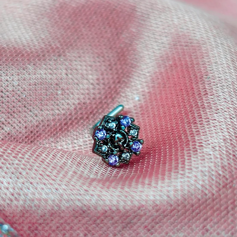 Nose Rings with Star Shape -20 Gauge 7mm Pink Gem Skull Cross L Shape Nose Ring