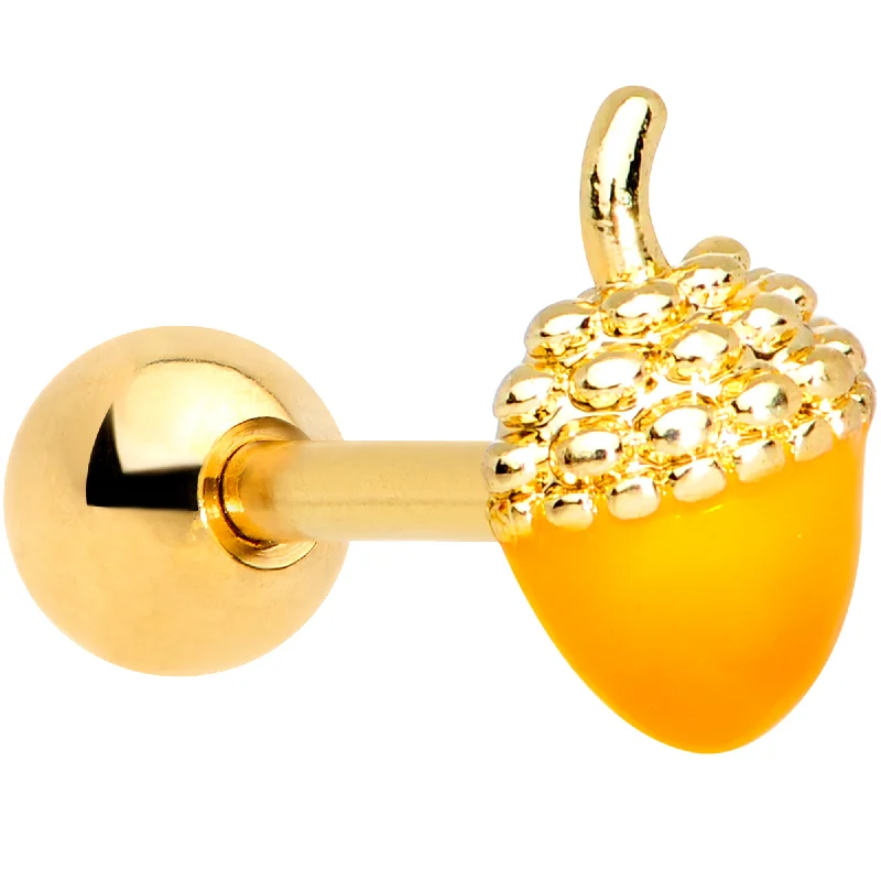 Women's Earrings – Elegant Designs for Every Personality--16 Gauge 1/4 Gold Tone Orange Acorn Cartilage Tragus Women's Earrings – Elegant Designs for Every Personality--16 Gauge 1/4 Gold Tone Orange Acorn Cartilage Tragus