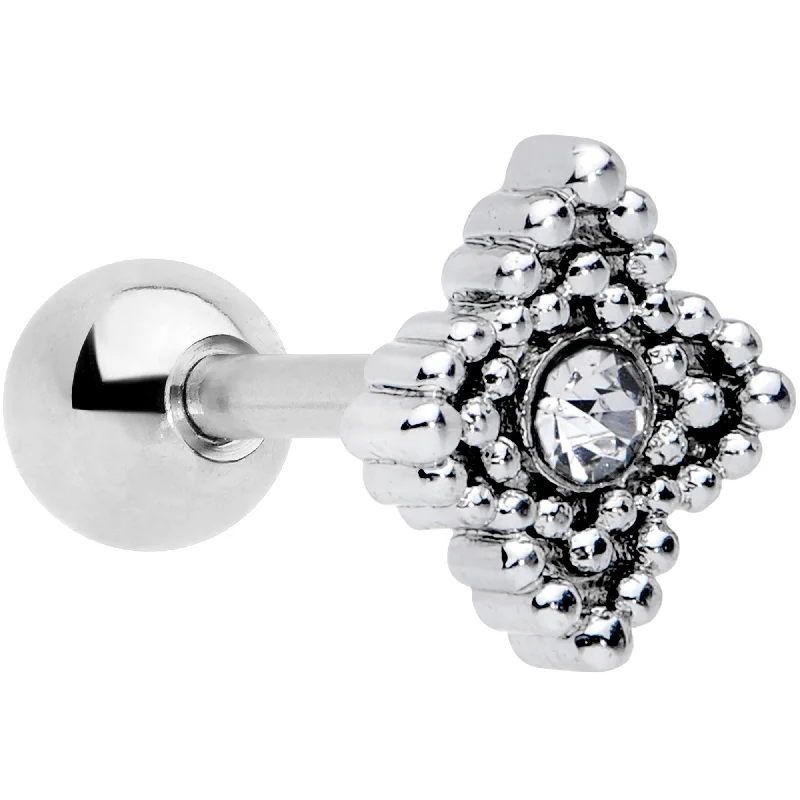Adjustable Lip Rings for Perfect Fit16 Gauge 1/4 Clear Gem Textured Cross Cartilage Tragus Earring