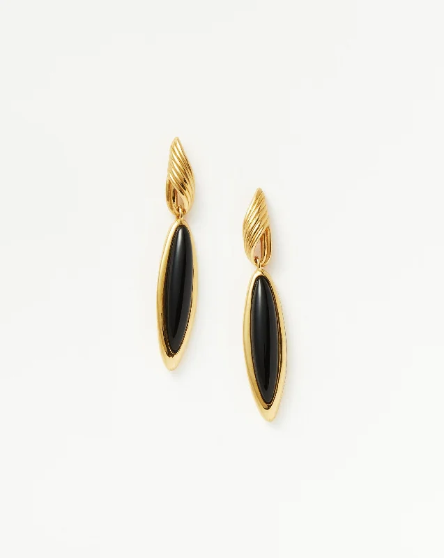 Women's Earrings – Elegant Designs for Every Personality--Wavy Ridge Gemstone Double Drop Earrings