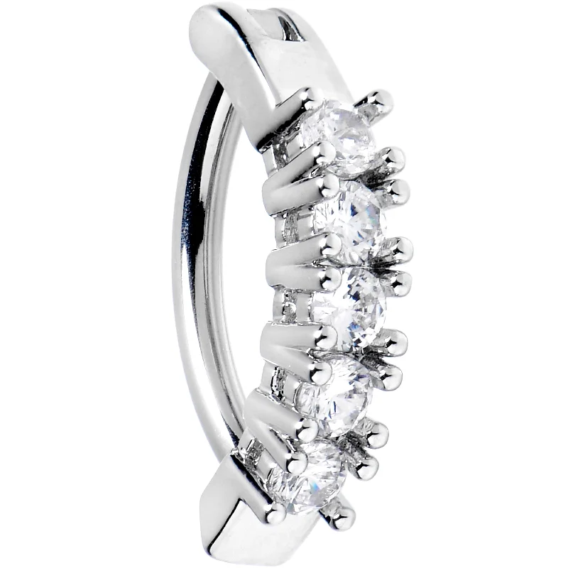Designer Belly Rings for Exclusive Style -14 Gauge 3/8 Clear Gem Grade 23 Titanium Hinged Hoop Belly Ring Designer Belly Rings for Exclusive Style -14 Gauge 3/8 Clear Gem Grade 23 Titanium Hinged Hoop Belly Ring