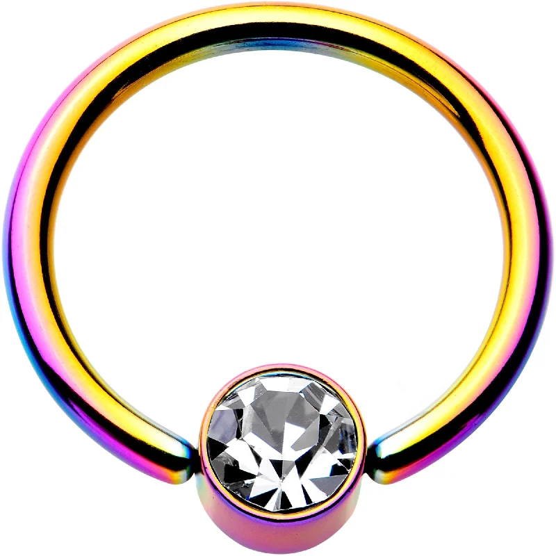 Elegant Lip Rings with Gorgeous Designs14 Gauge 1/2 Clear Gem 5mm Disc Rainbow IP BCR Captive Ring Elegant Lip Rings with Gorgeous Designs14 Gauge 1/2 Clear Gem 5mm Disc Rainbow IP BCR Captive Ring