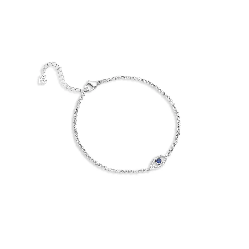 Bridesmaid Bangles for Women-Custom Evil Eye Bracelet (Silver)