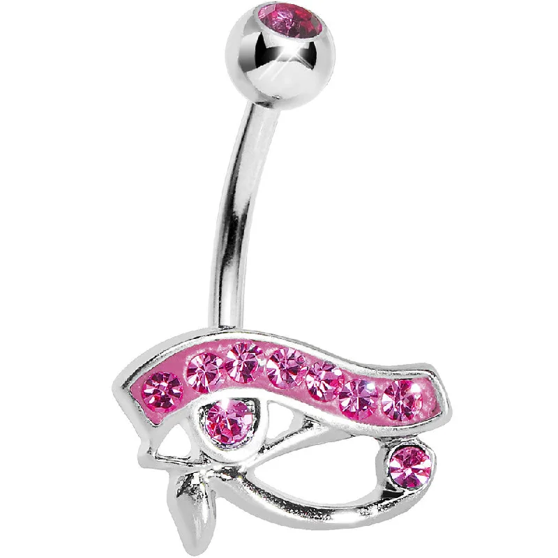 Unique Belly Rings for Bold Fashion -Pink Gem Eye of Ra Belly Ring