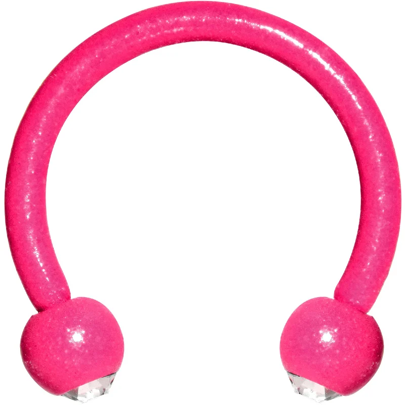 Comfortable Lip Rings for Comfort All Day16 Gauge Clear Gem Pink Glow in the Dark Horseshoe Circular Barbell