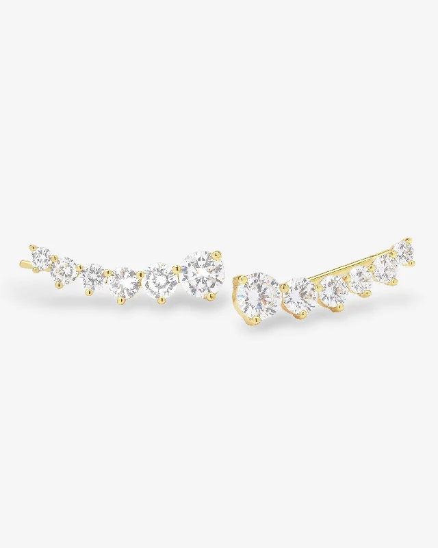 Women's Earrings – Elegant Designs for Every Personality--Not Your Basic Ear Crawler - Gold|White Diamondettes