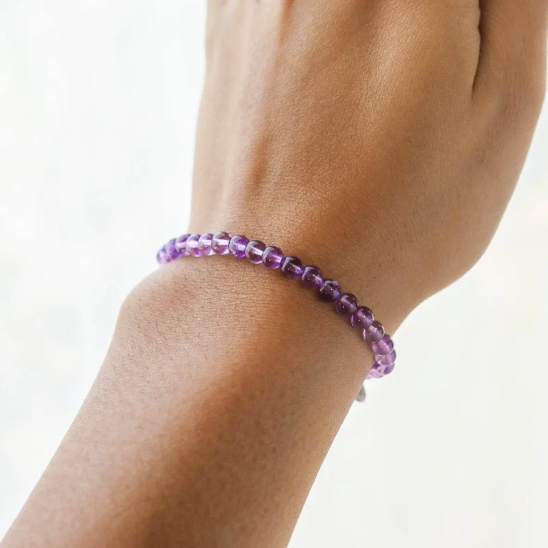 Modern Bangles for Women with Silver and Gemstones-Amethyst Energy Bracelet