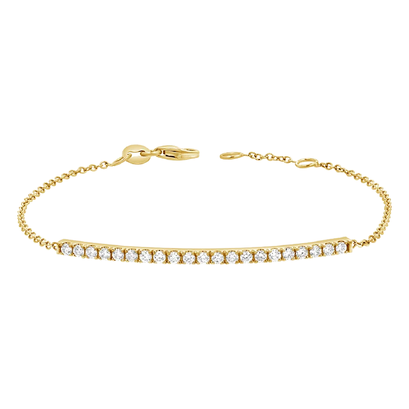 Men's Wrist Bracelets with Stone Accents-Diamond Pave Bar Bracelet