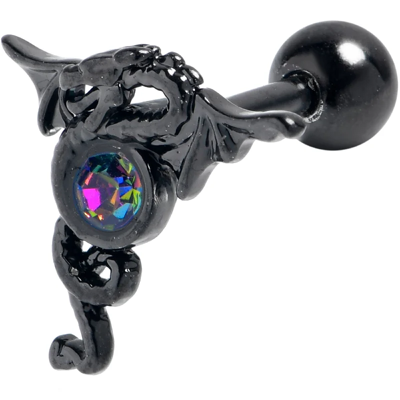 Women's Earrings – Elegant Designs for Every Personality--16 Gauge 1/4 Purple Tourmaline Black Majestic Dragon Cartilage Earring Women's Earrings – Elegant Designs for Every Personality--16 Gauge 1/4 Purple Tourmaline Black Majestic Dragon Cartilage Earring