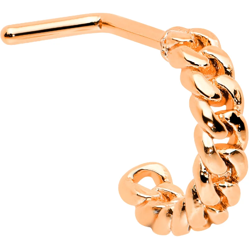 Designer Nose Rings for Unique Look -20 Gauge 1/4 Rose Gold Tone Loving Links Faux Hoop L Shaped Nose Ring Designer Nose Rings for Unique Look -20 Gauge 1/4 Rose Gold Tone Loving Links Faux Hoop L Shaped Nose Ring