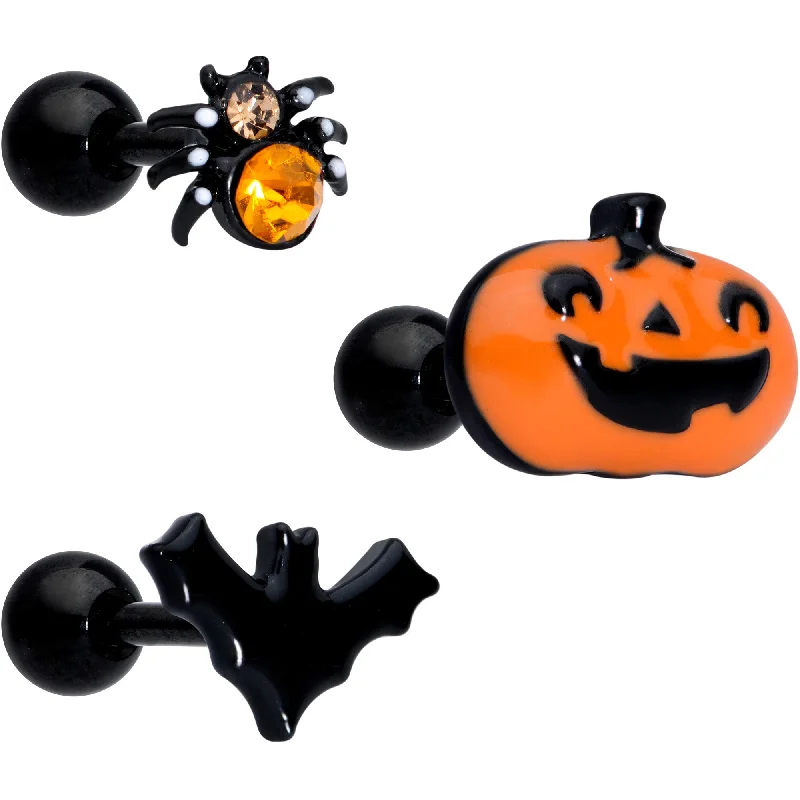Women's Earrings – Elegant Designs for Every Personality--16 Gauge 1/4 Orange Gem Halloween Bat Cartilage Tragus Set of 3 Women's Earrings – Elegant Designs for Every Personality--16 Gauge 1/4 Orange Gem Halloween Bat Cartilage Tragus Set of 3
