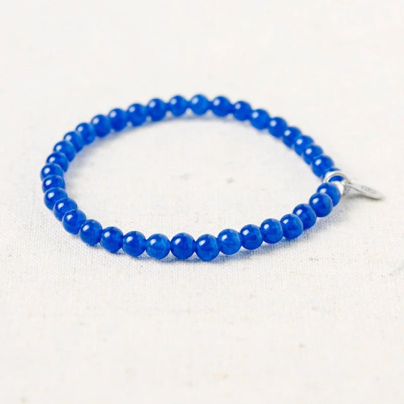 Wedding Bangles for Women-Dark Blue Jade Energy Bracelet
