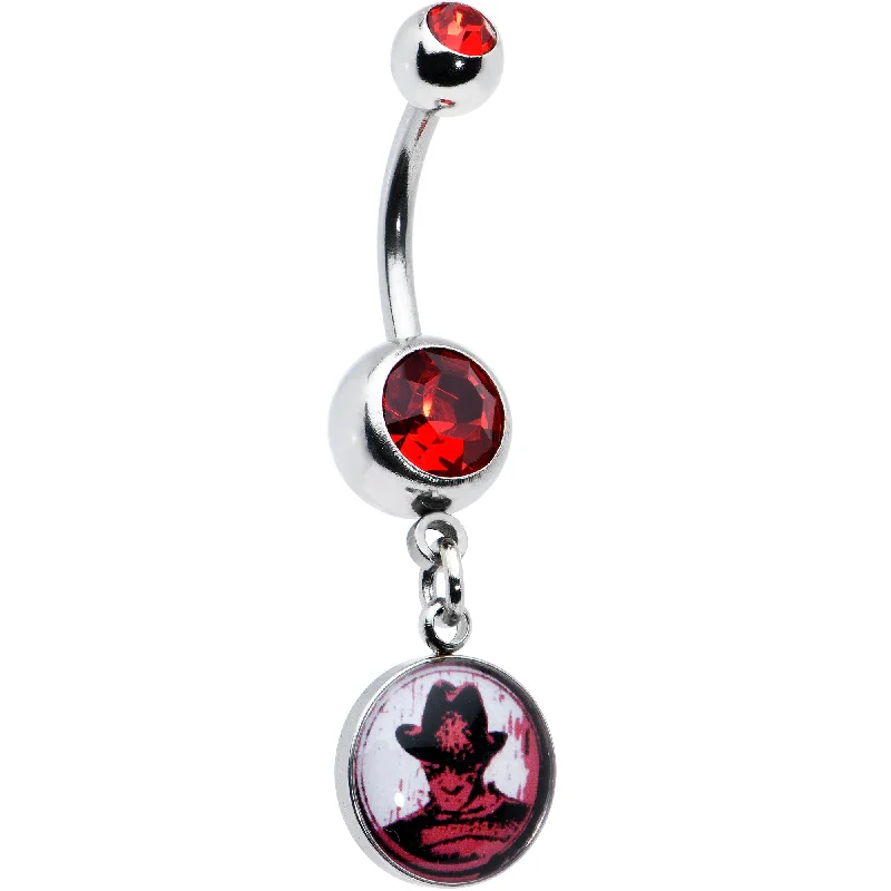 Comfortable Belly Rings for Everyday Fashion -Licensed Nightmare On Elm Street Red Gem Freddy Dangle Belly Ring Comfortable Belly Rings for Everyday Fashion -Licensed Nightmare On Elm Street Red Gem Freddy Dangle Belly Ring