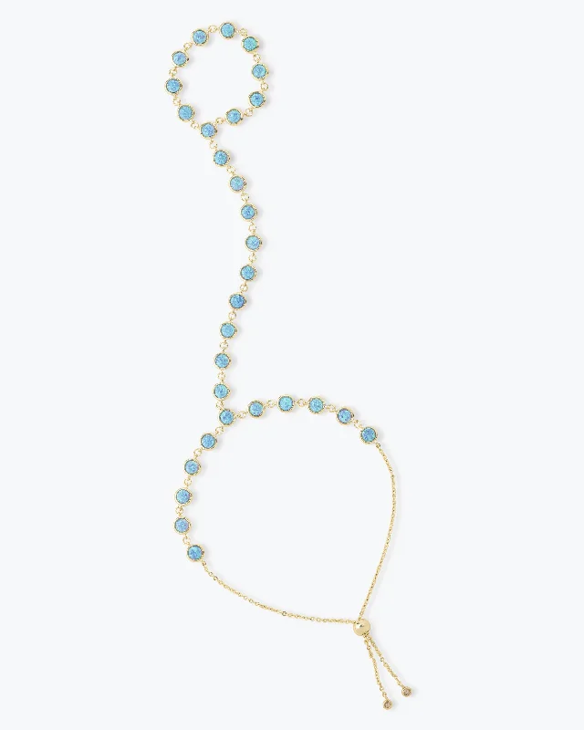 Trendy Anklets with Chic Detailing-"She's So Fire" Hand Chain - Gold|Blue Opal