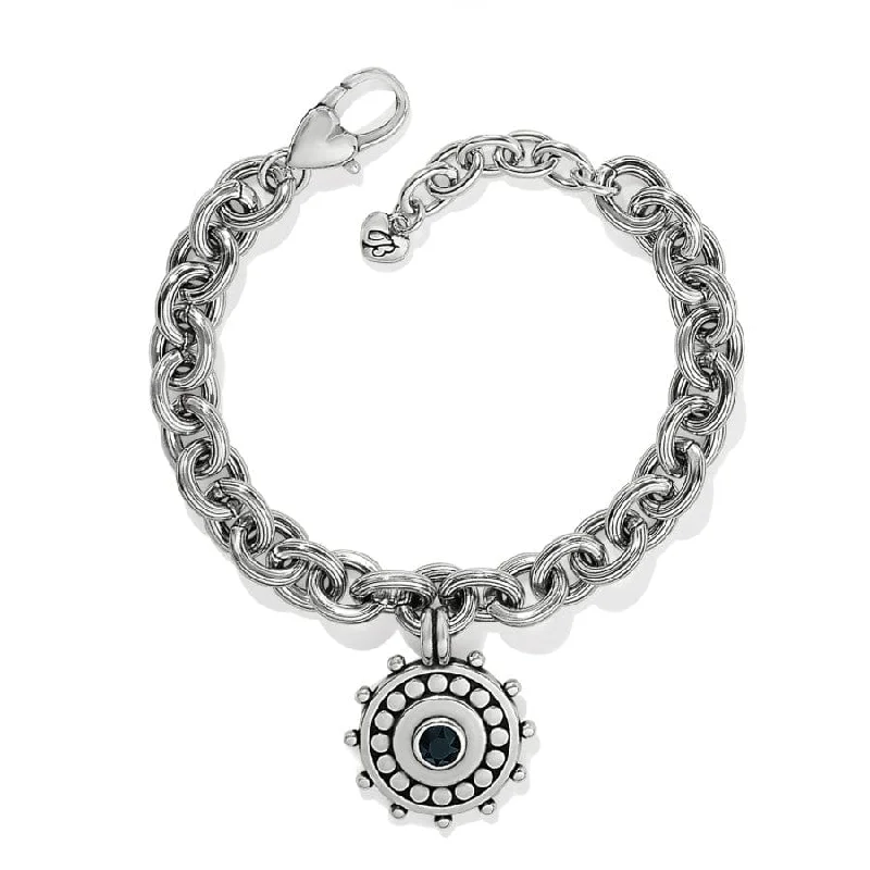 Chunky Silver Bangles for Women-Pebble Dot Medali Chain Bracelet
