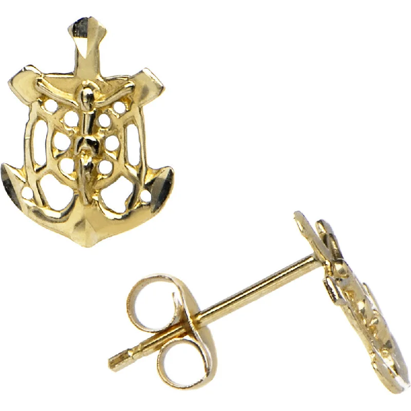 Women's Earrings – Elegant Designs for Every Personality--14kt Yellow Gold Religious Jesus Stud Earrings