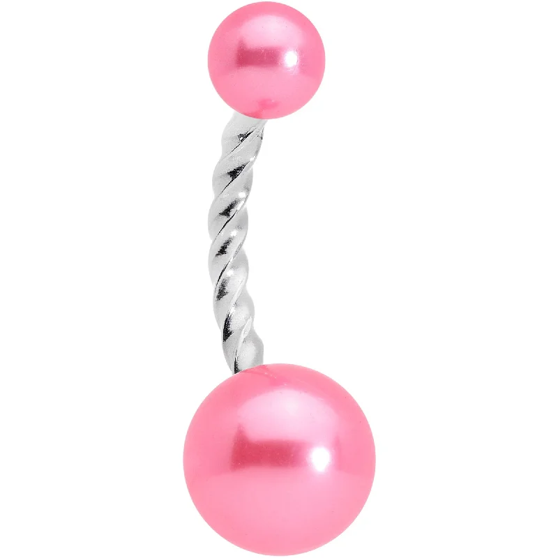 Stylish Belly Rings for Fashionable Look -Pink Pearlescent Totally Twisted Belly Ring Stylish Belly Rings for Fashionable Look -Pink Pearlescent Totally Twisted Belly Ring