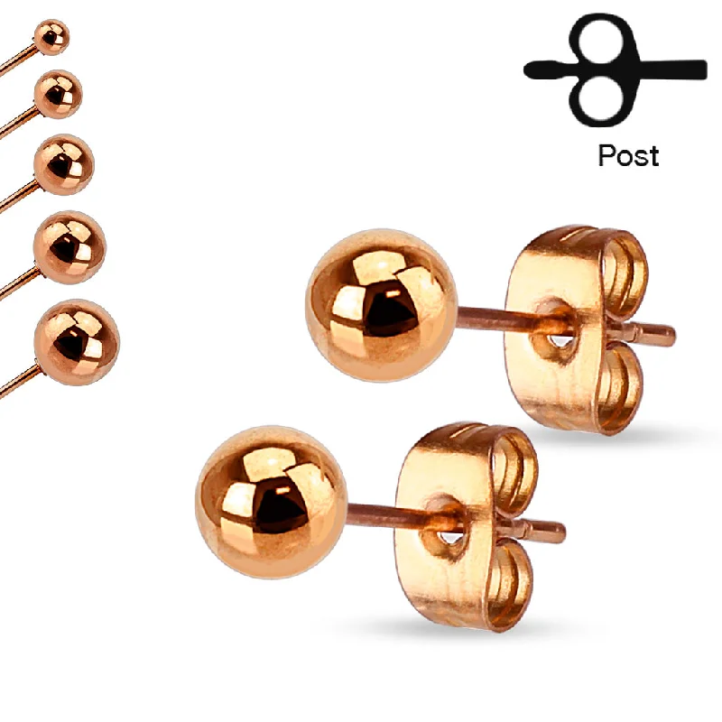 Women's Earrings – Elegant Designs for Every Personality--Rose Gold IP 316L Stainless Steel Ball Stud Earrings 3mm to 7mm Sizes Women's Earrings – Elegant Designs for Every Personality--Rose Gold IP 316L Stainless Steel Ball Stud Earrings 3mm to 7mm Sizes