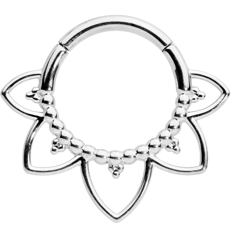 Designer Nose Rings for Luxury -16 Gauge 5/16 Open Petal Flower Hinged Segment Ring