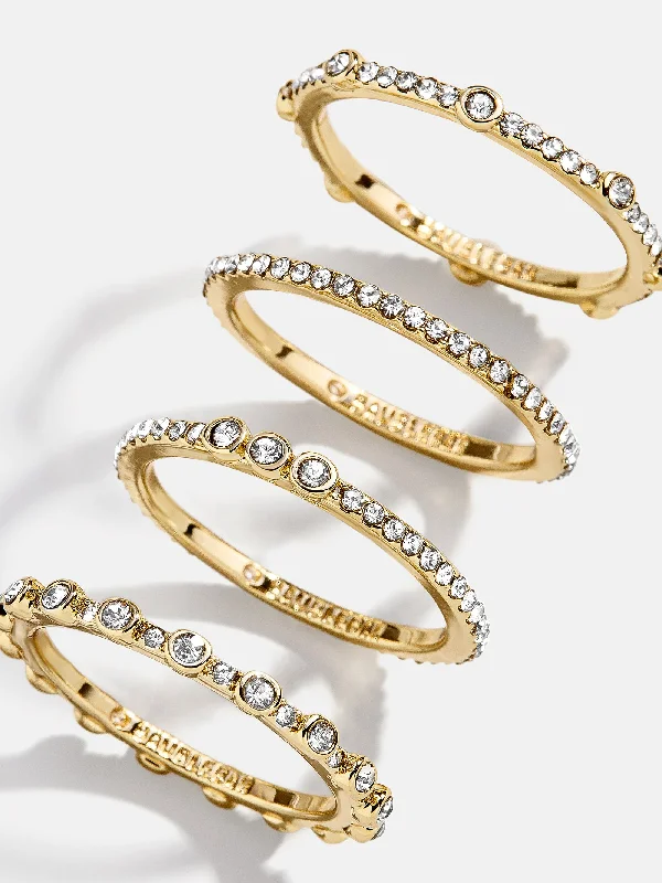 Chic Women's Rings for Fashion-Forward Looks-Maggie Ring Set - Gold/Pavé