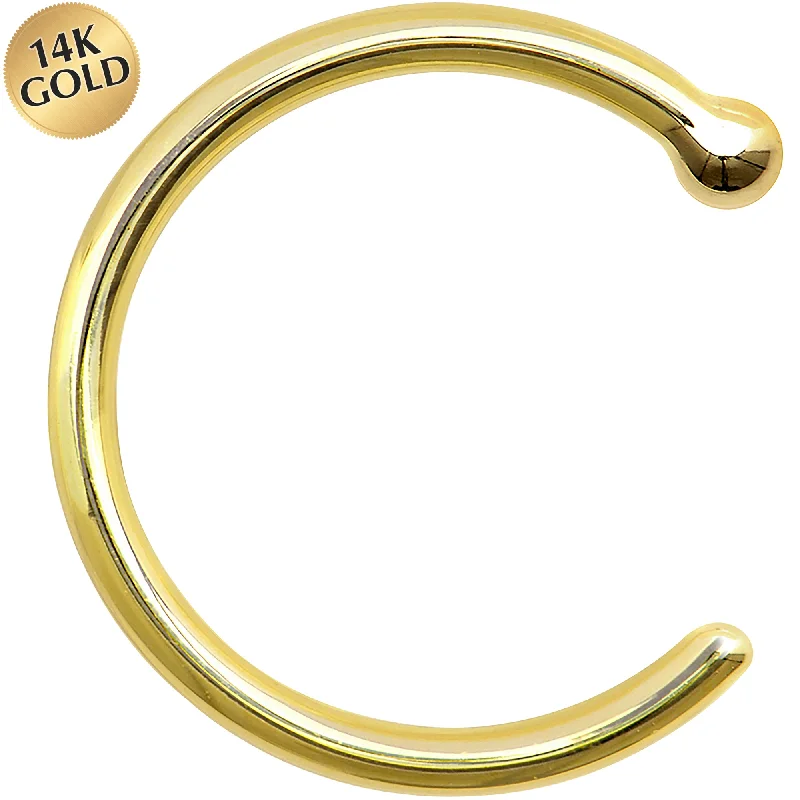 Elegant Nose Rings with Chic Look -18 Gauge 3/8 Solid 14KT Yellow Gold Nose Hoop