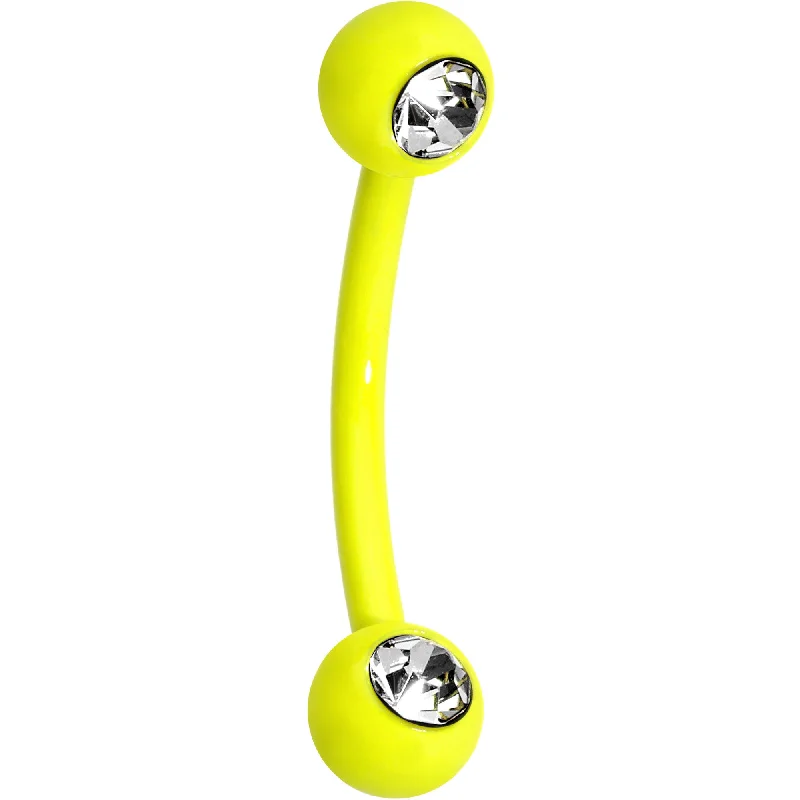 Women's Earrings – Elegant Designs for Every Personality--3/8 Clear Gem Yellow Acrylic Over Steel Curved Eyebrow Piercing