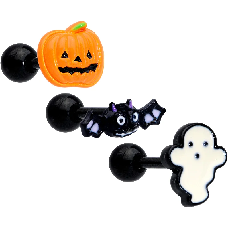 Women's Earrings – Elegant Designs for Every Personality--16 Gauge 1/4 Black Bat Ghost Halloween Cartilage Tragus Set of 3 Women's Earrings – Elegant Designs for Every Personality--16 Gauge 1/4 Black Bat Ghost Halloween Cartilage Tragus Set of 3