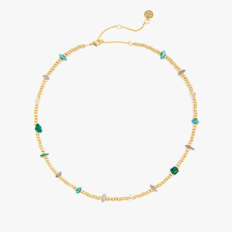 Shop Classic Women's  Necklaces & Pendants with a Modern Twist-Gold and Bead Stone Chip Choker