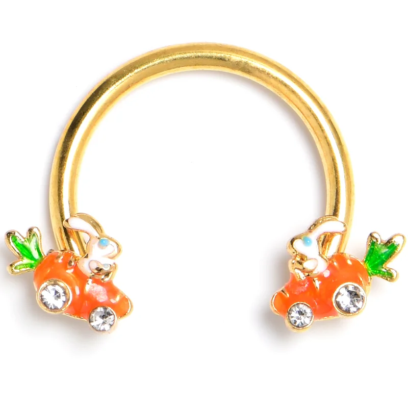 Women's Earrings – Elegant Designs for Every Personality--16 Gauge 3/8 Clear Gem Gold Tone Rabbit Carrot Car Circular Barbell Women's Earrings – Elegant Designs for Every Personality--16 Gauge 3/8 Clear Gem Gold Tone Rabbit Carrot Car Circular Barbell