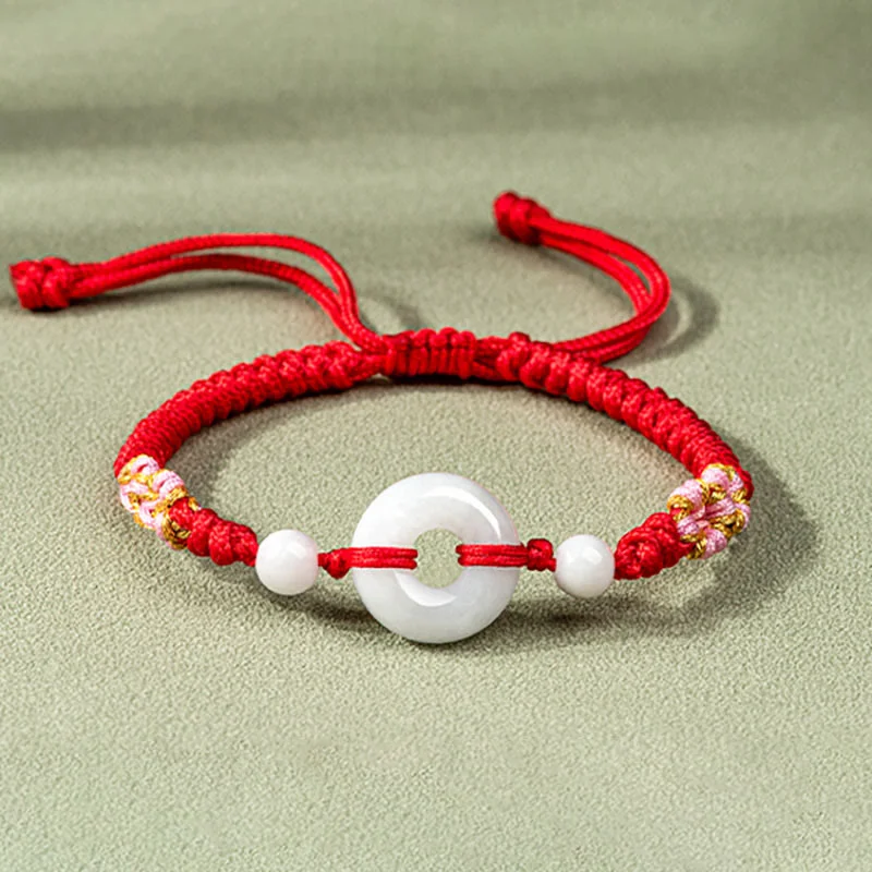 Classic Bracelets for Men-Buddha Stones Jade Luck Abundance Red String Bracelet
